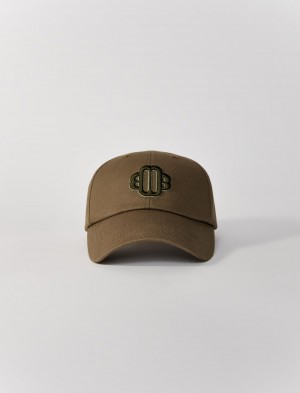 Maje Bomulds Baseball Cap With Clover Logo Khaki | Danmark_M25767