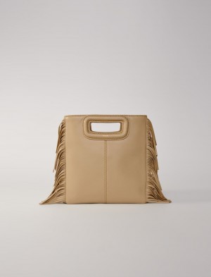 Maje Smooth Læder With Fringing Beige | Danmark_M99271