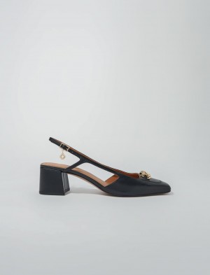 Maje Square-toe Læder Pumps Sort | Danmark_M13158