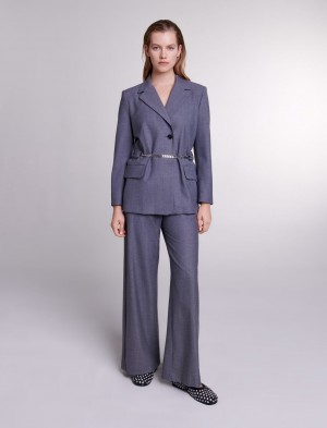 Maje Suit With Chain Belt Grå | Danmark_M66901