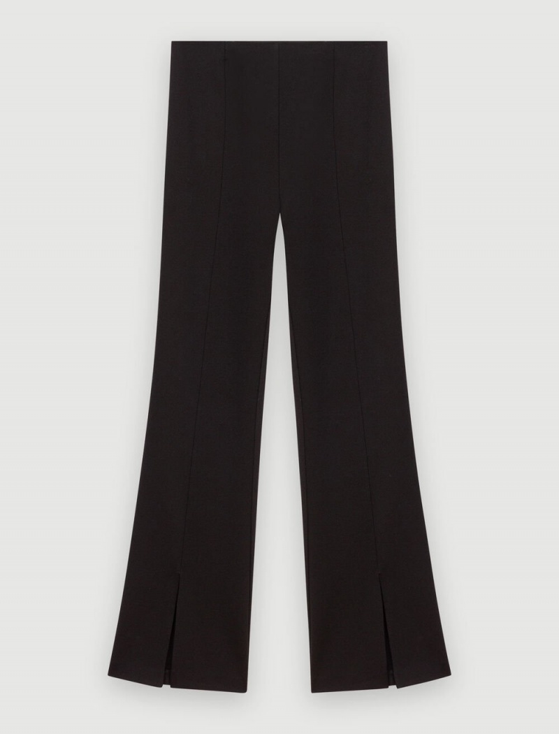 Maje Black Slim-fit Trousers With Slits Sort | Danmark_M24458