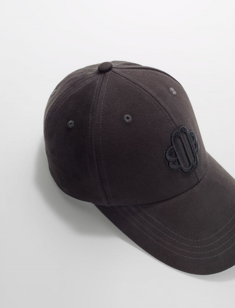 Maje Bomulds Baseball Cap With Clover Logo Sort | Danmark_M93230