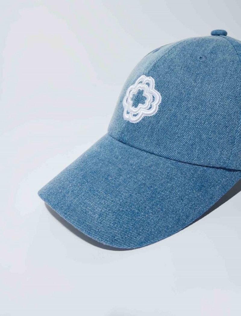 Maje Denim Cap With Clover Logo Blå | Danmark_M46849