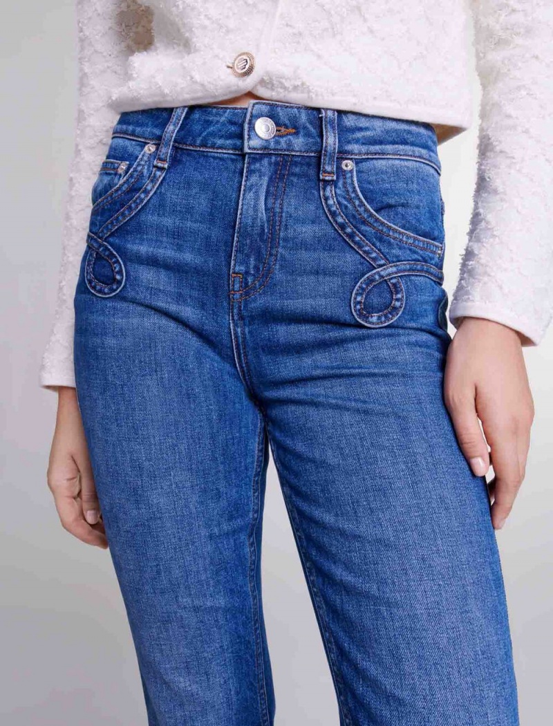 Maje Embroidered Flared Jeans Blå | Danmark_M80938