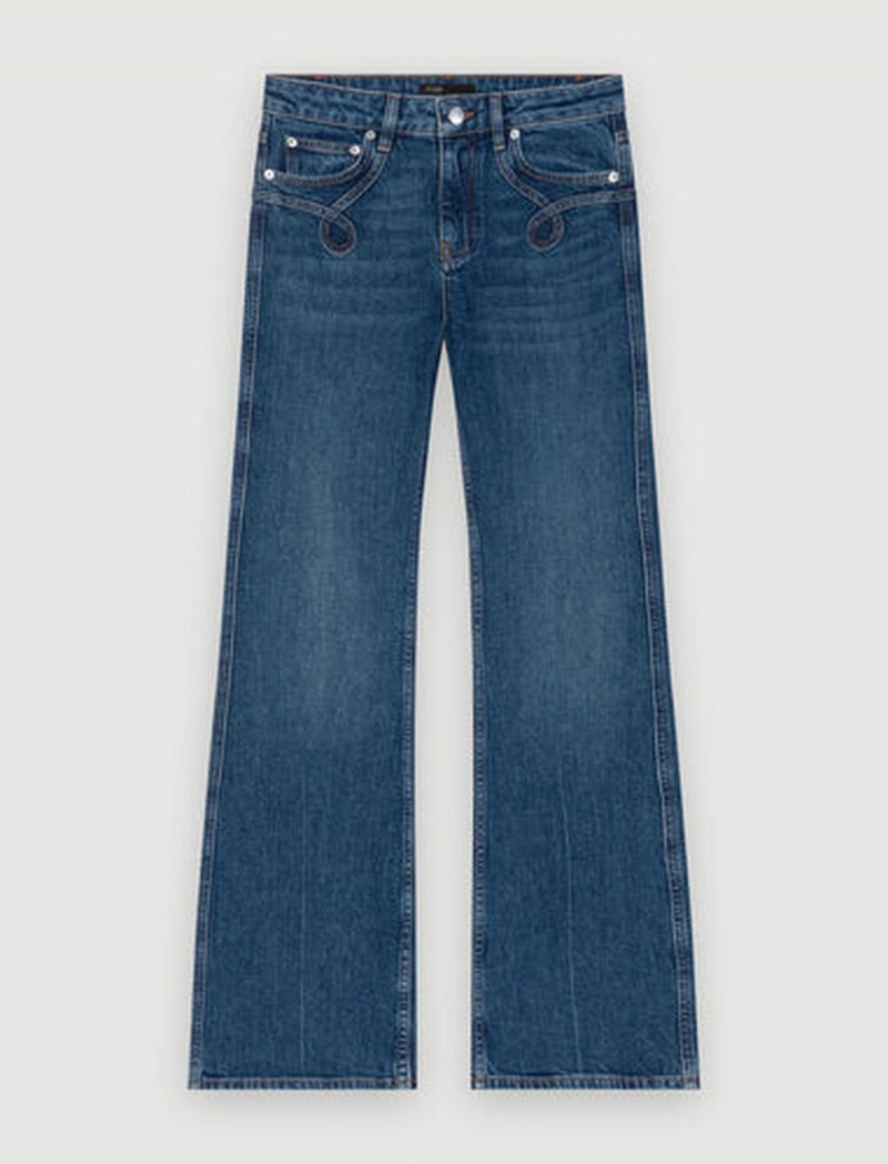 Maje Embroidered Flared Jeans Blå | Danmark_M80938