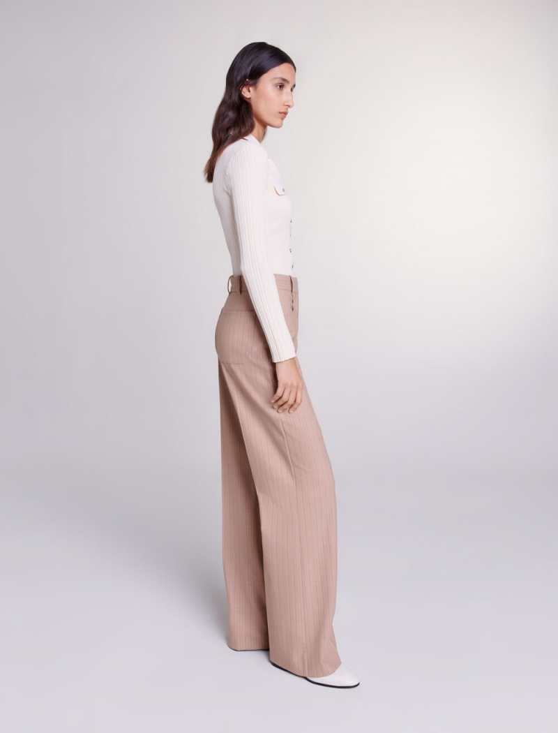 Maje High-waisted Trousers Beige | Danmark_M94782