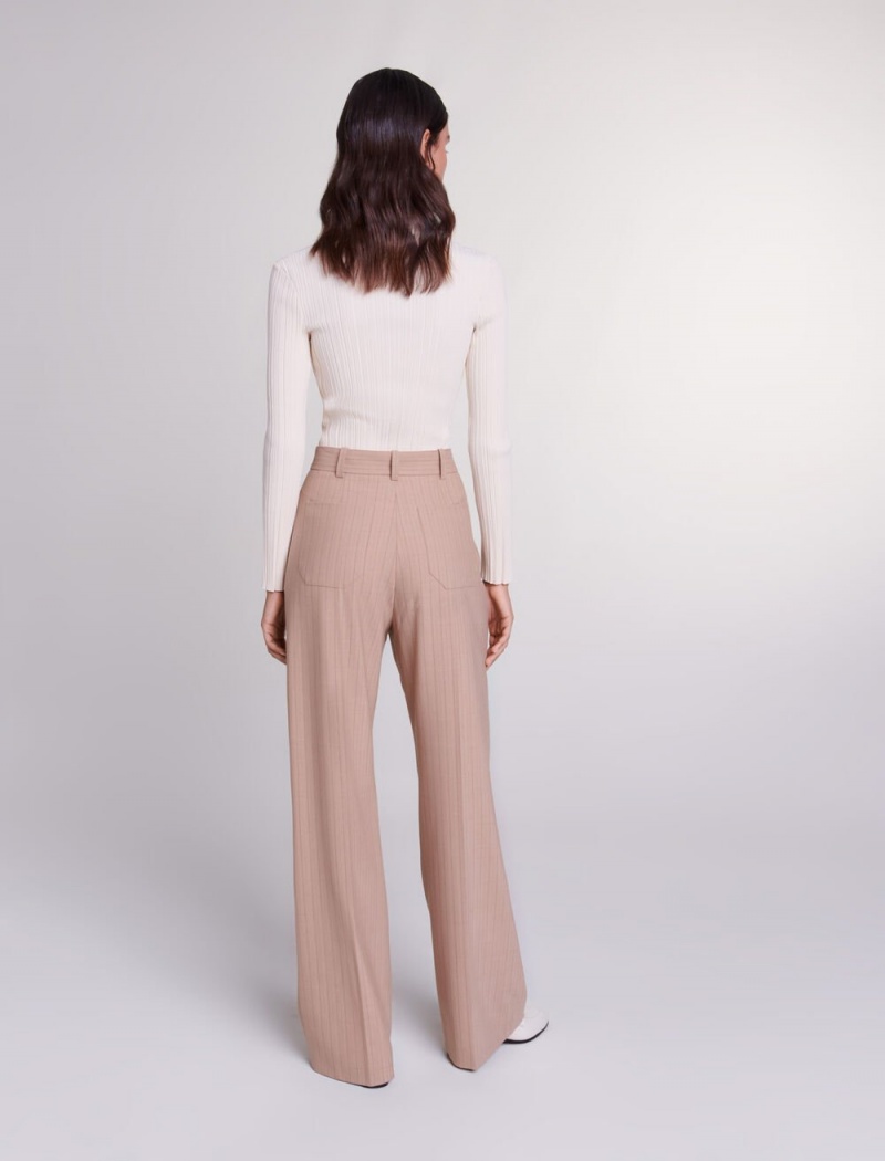 Maje High-waisted Trousers Beige | Danmark_M94782