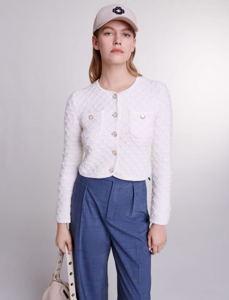 Maje Knit Cardigan Ecru | Danmark_M31249