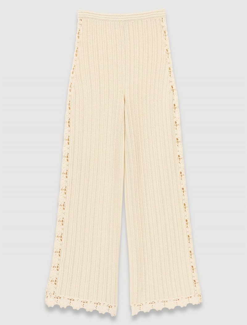 Maje Knit Trousers Ecru | Danmark_M24476