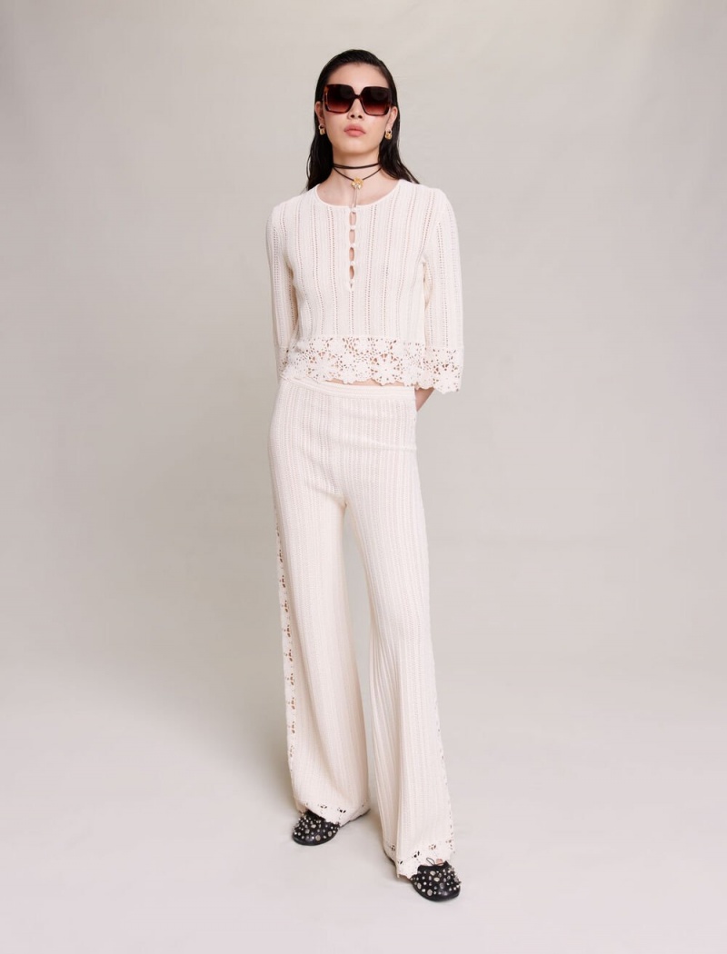 Maje Knit Trousers Ecru | Danmark_M24476