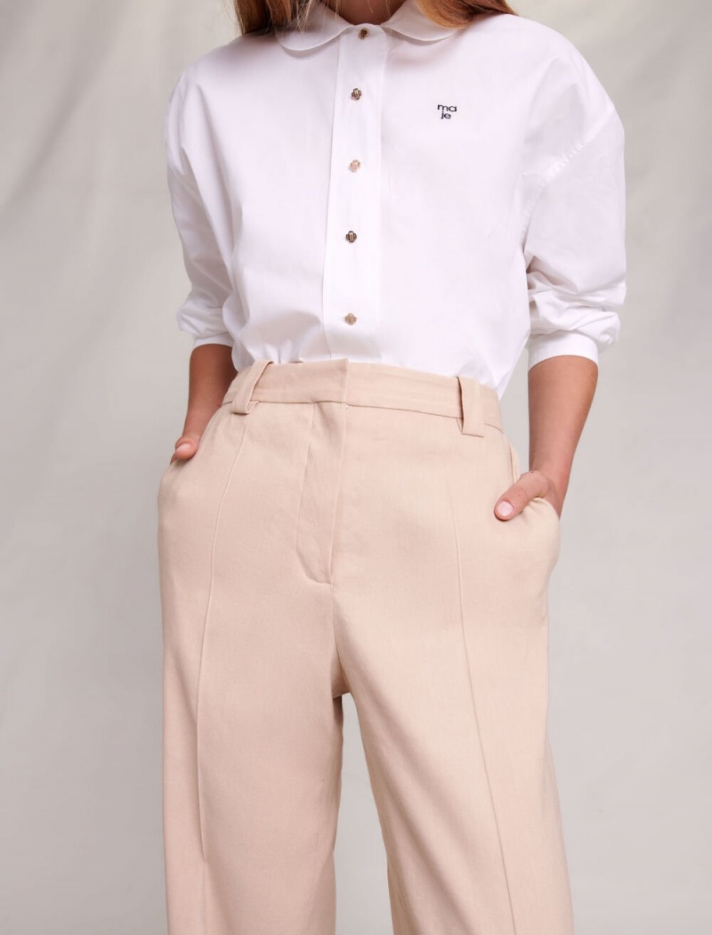 Maje Lige-fit Trousers Beige | Danmark_M49410