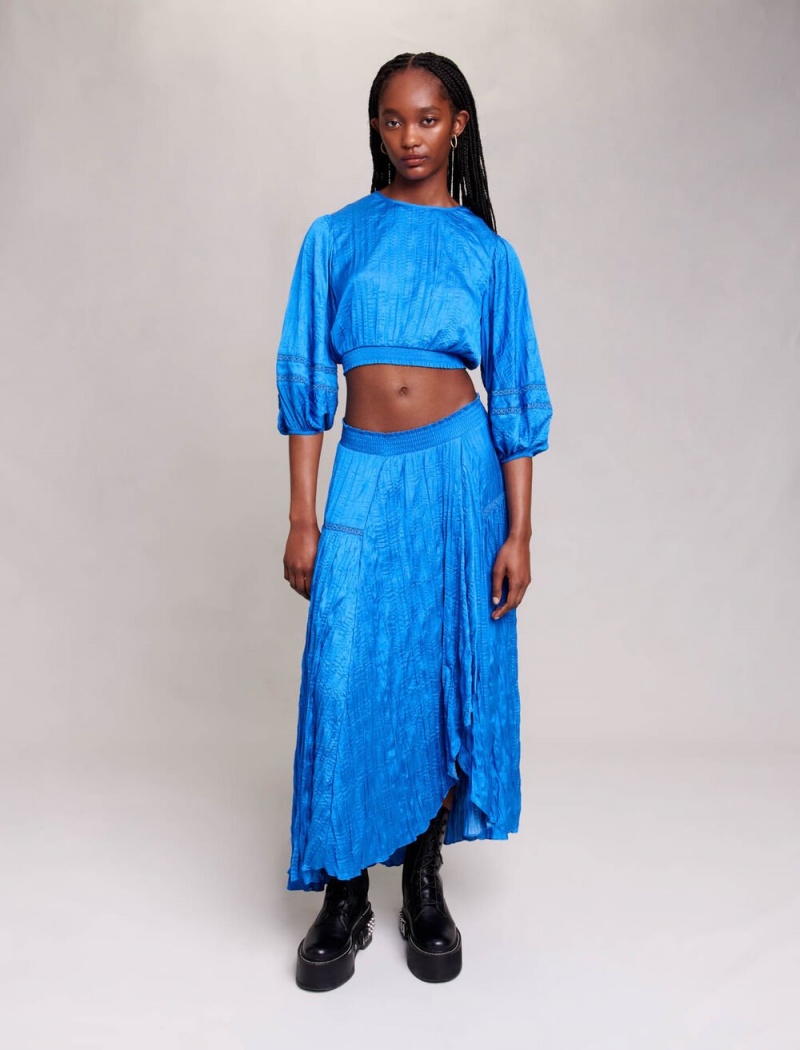 Maje Long Skirt Blå | Danmark_M79531