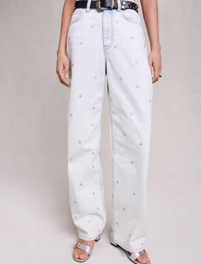 Maje Loose-fitting Jeans With Rhinestones Blå | Danmark_M89682