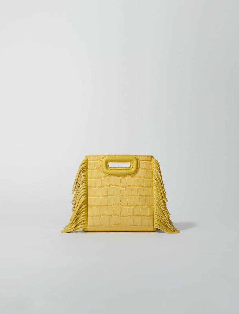 Maje Mini Embossed-leather With Chain Gul | Danmark_M95851