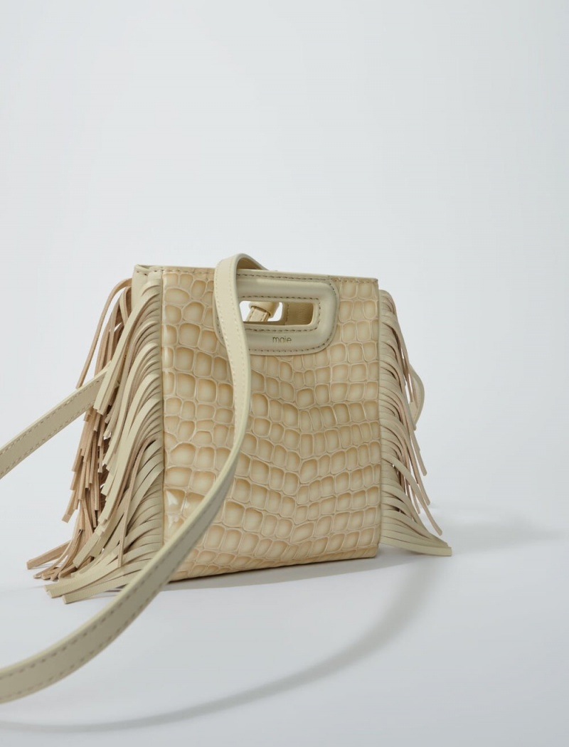 Maje Mock Croc Læder Mini Beige | Danmark_M33114