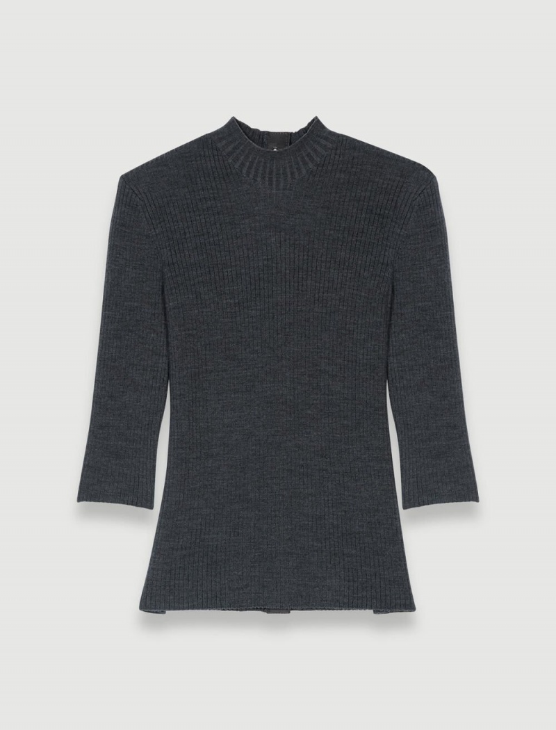 Maje Ribbet Sweater Grå | Danmark_M59925