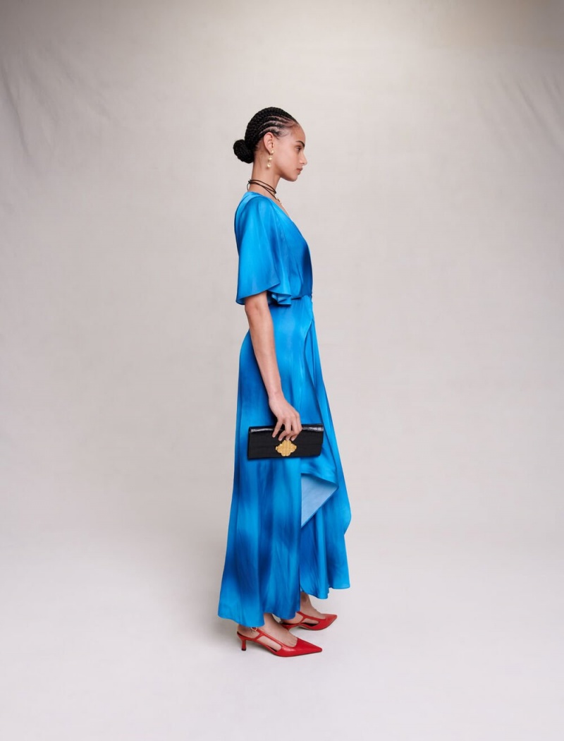 Maje Satin-look Maxi Blå | Danmark_M95867