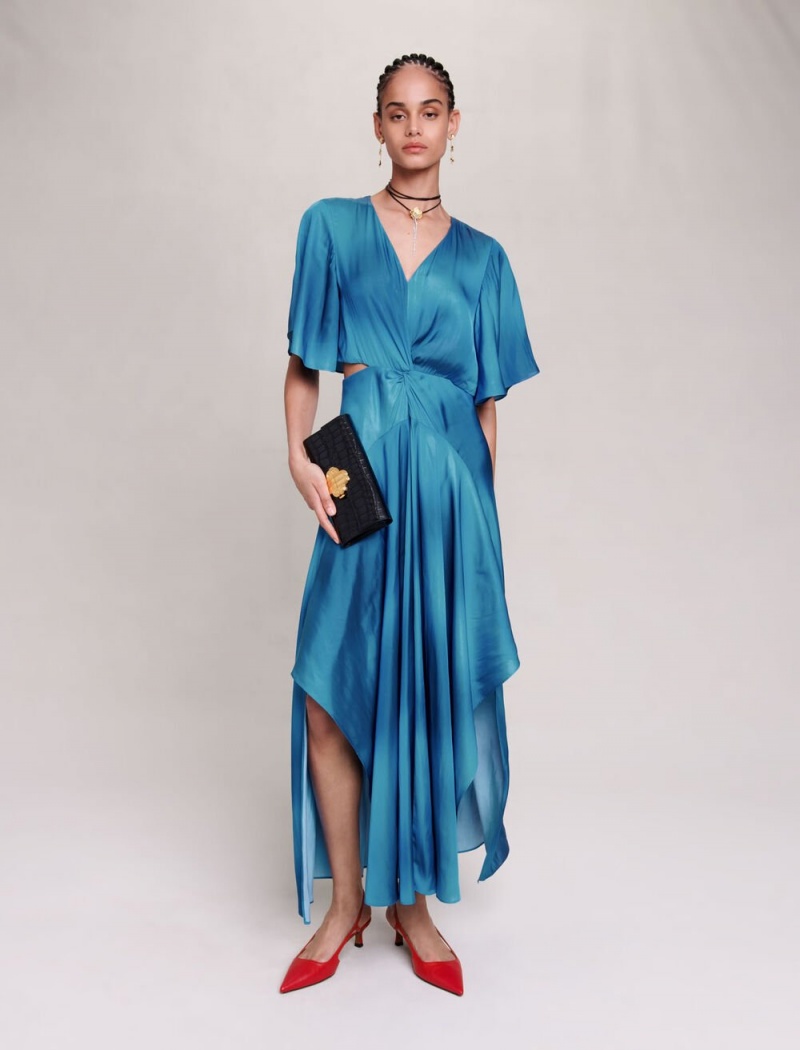 Maje Satin-look Maxi Blå | Danmark_M95867