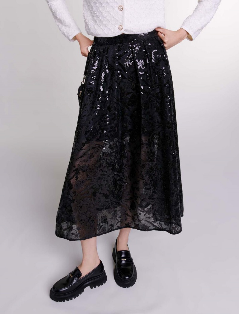 Maje Sequin Maxi Sort | Danmark_M67024