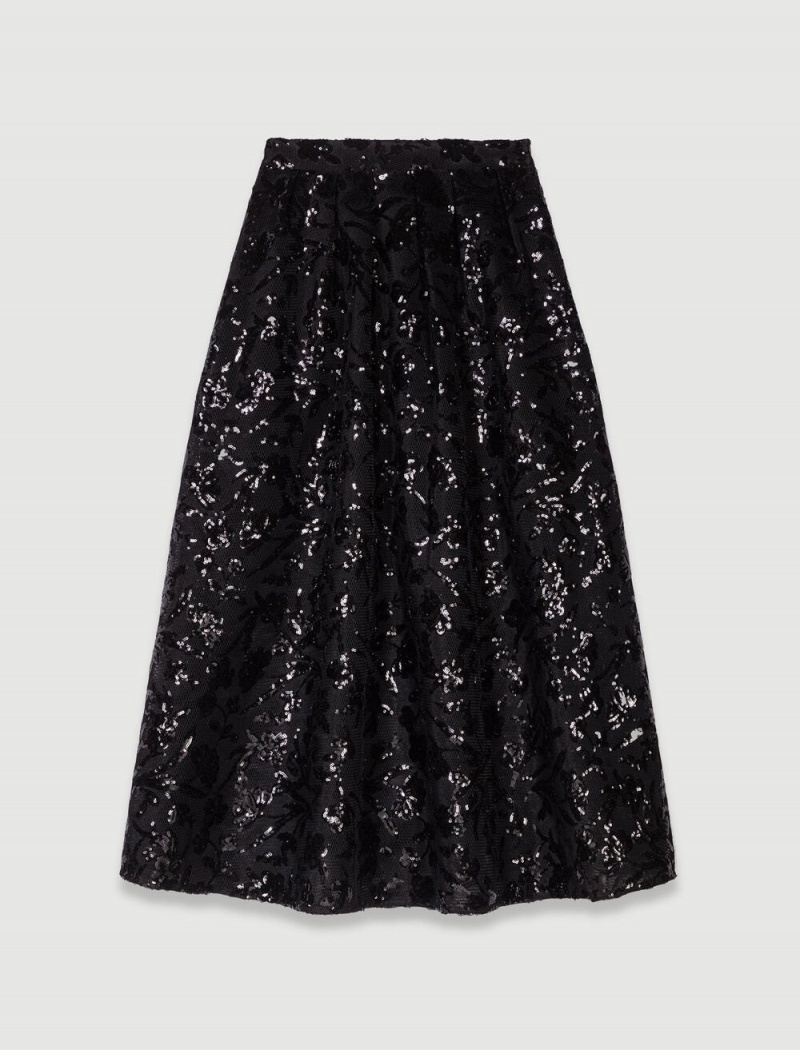 Maje Sequin Maxi Sort | Danmark_M67024