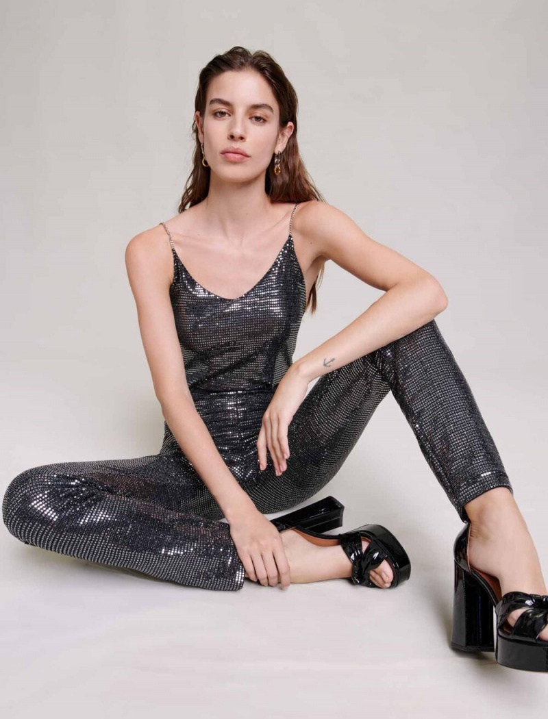 Maje Sequinned Jumpsuit Sølv | Danmark_M15277