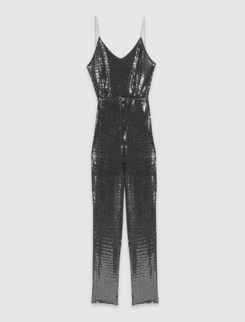 Maje Sequinned Jumpsuit Sølv | Danmark_M15277