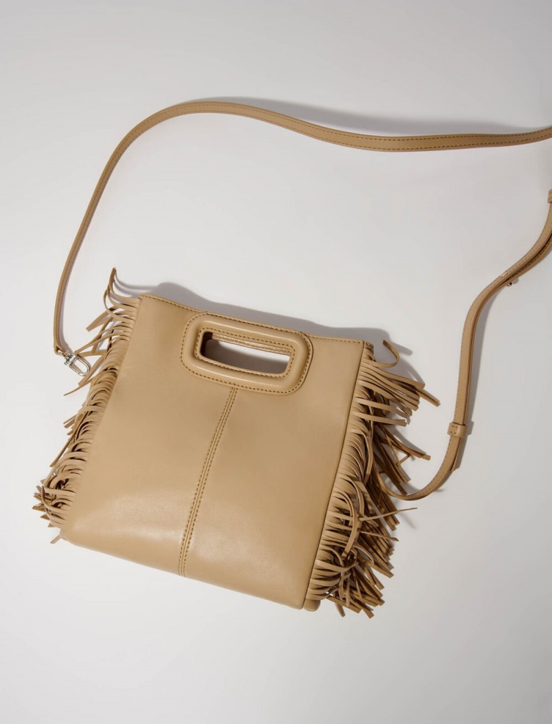 Maje Smooth Læder With Fringing Beige | Danmark_M99271